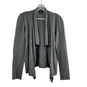 Chaps Cardigan Women's Size Small Gray Open Front Long Sleeve Buttons